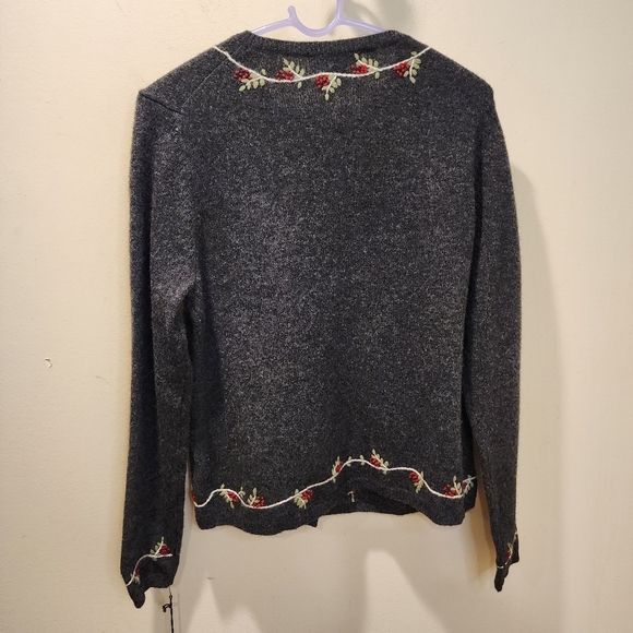 PARAPHRASE gray 100 % Lambswool button Down Cardigan size L - Picture 4 of 12